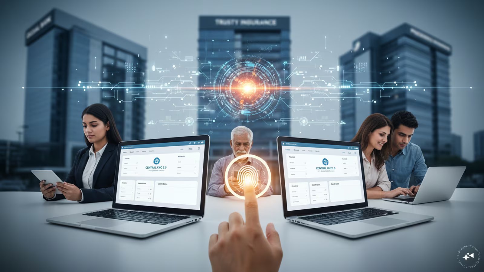 Digital interface showing central kyc 2.0 identity verification process