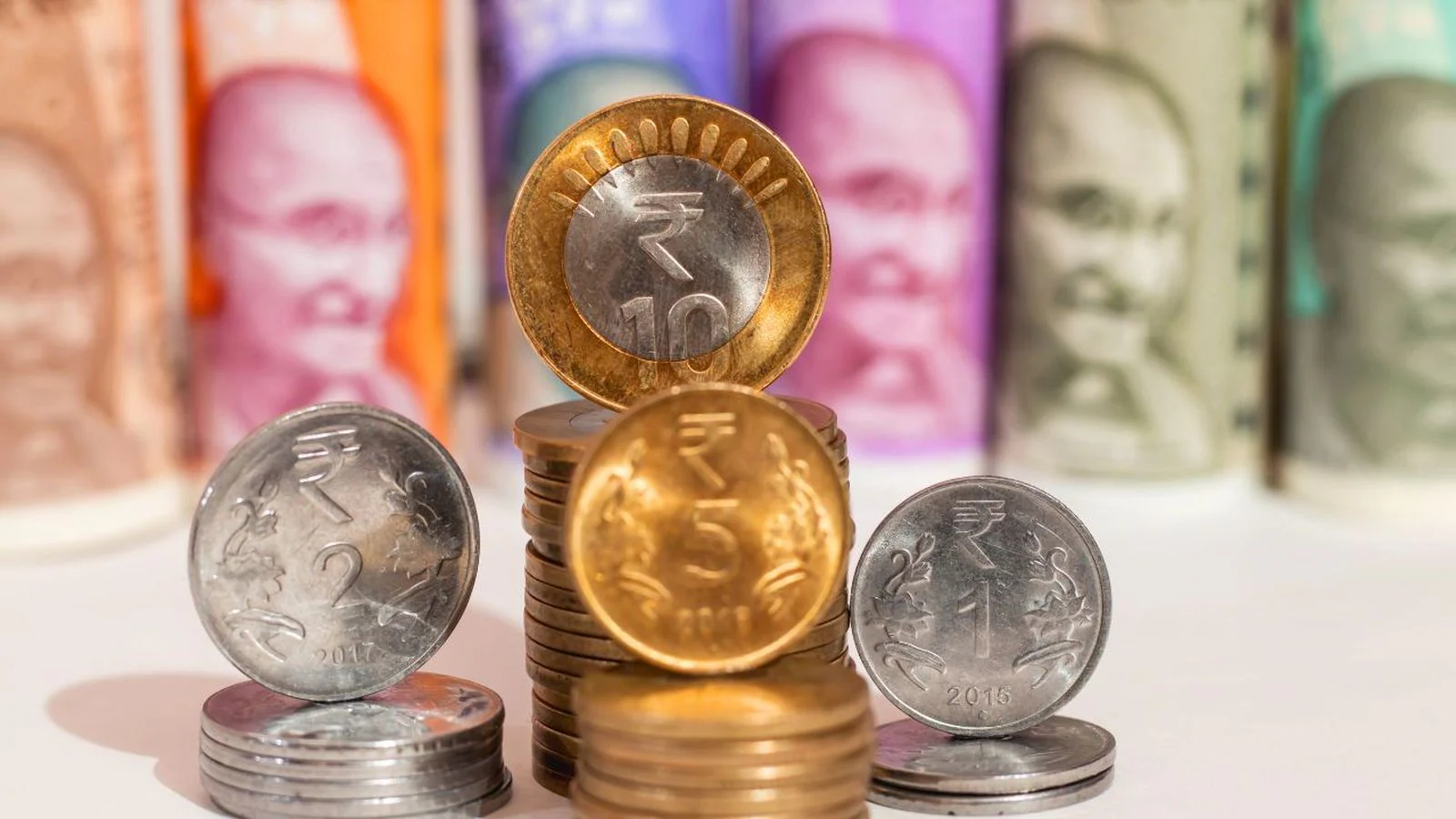 Financial chart showing limited upside for the Indian rupee against global currency trends