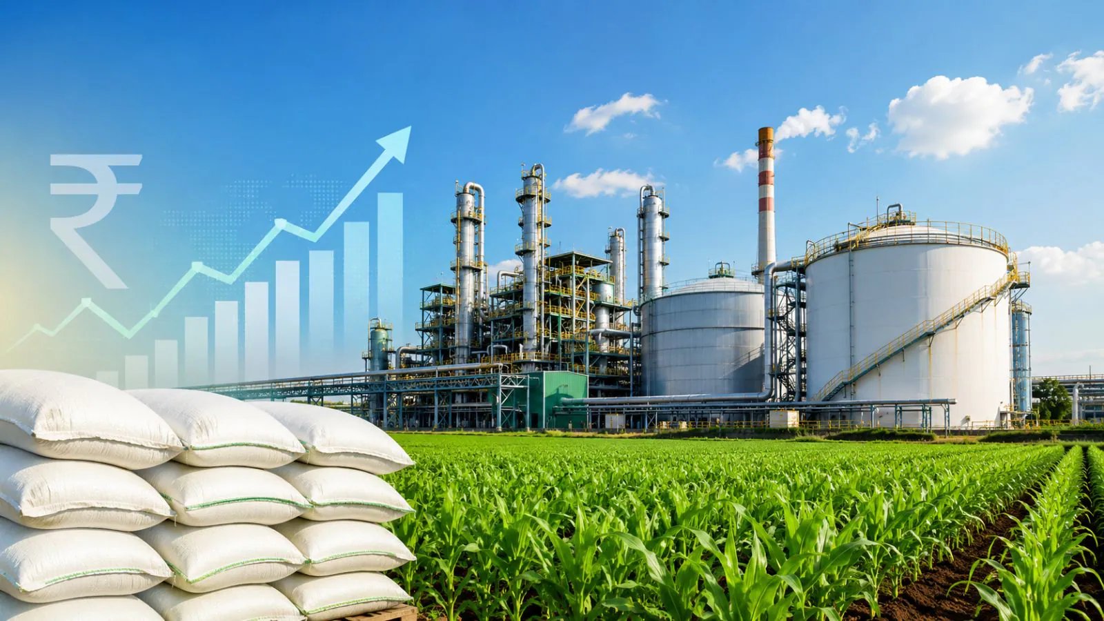 Financial chart showing growth trends for Deepak Fertilisers Q1 results