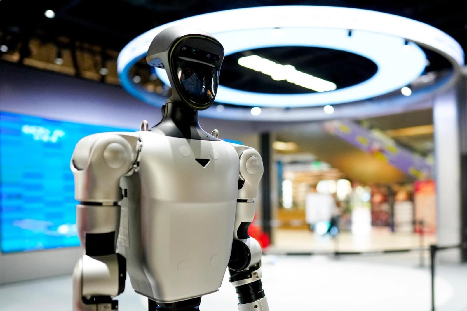 A high-tech robot maker Unitree unit performing autonomous tasks in a modern facility