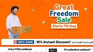 Shopper browsing the amazon great freedom sale on a smartphone