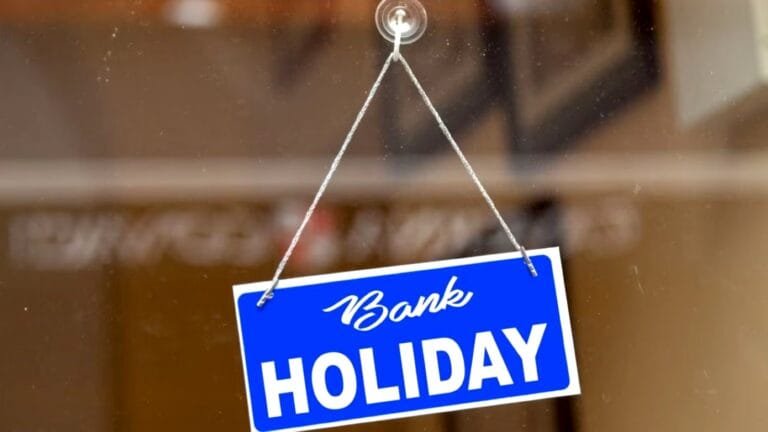 Professional calendar showing bank holidays in a financial planning context