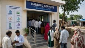 A digital map representing the expansion of banking infrastructure in rural India