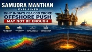 Offshore drilling rig representing the Samudra Manthan initiative