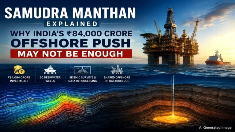 Offshore drilling rig representing the Samudra Manthan initiative