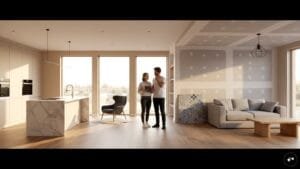 A professional analyzing property documents during a home purchase: process