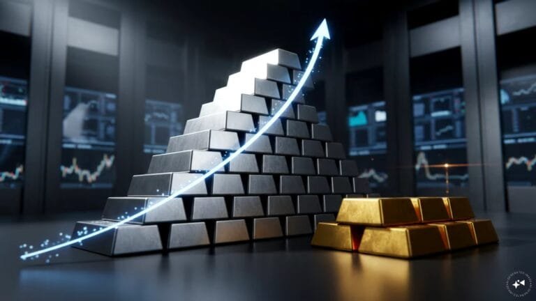 Silver vs Gold: The Essential Shocking Guide 3 Comparison of silver and gold bars on a professional trading desk