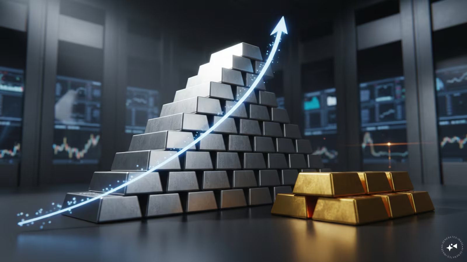 Silver vs Gold: The Essential Shocking Guide 1 Comparison of silver and gold bars on a professional trading desk