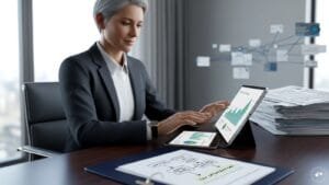 Professional financial advisor reviewing ESOP documents and tax strategy