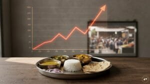 A visual representation of rising food costs and inflation in India