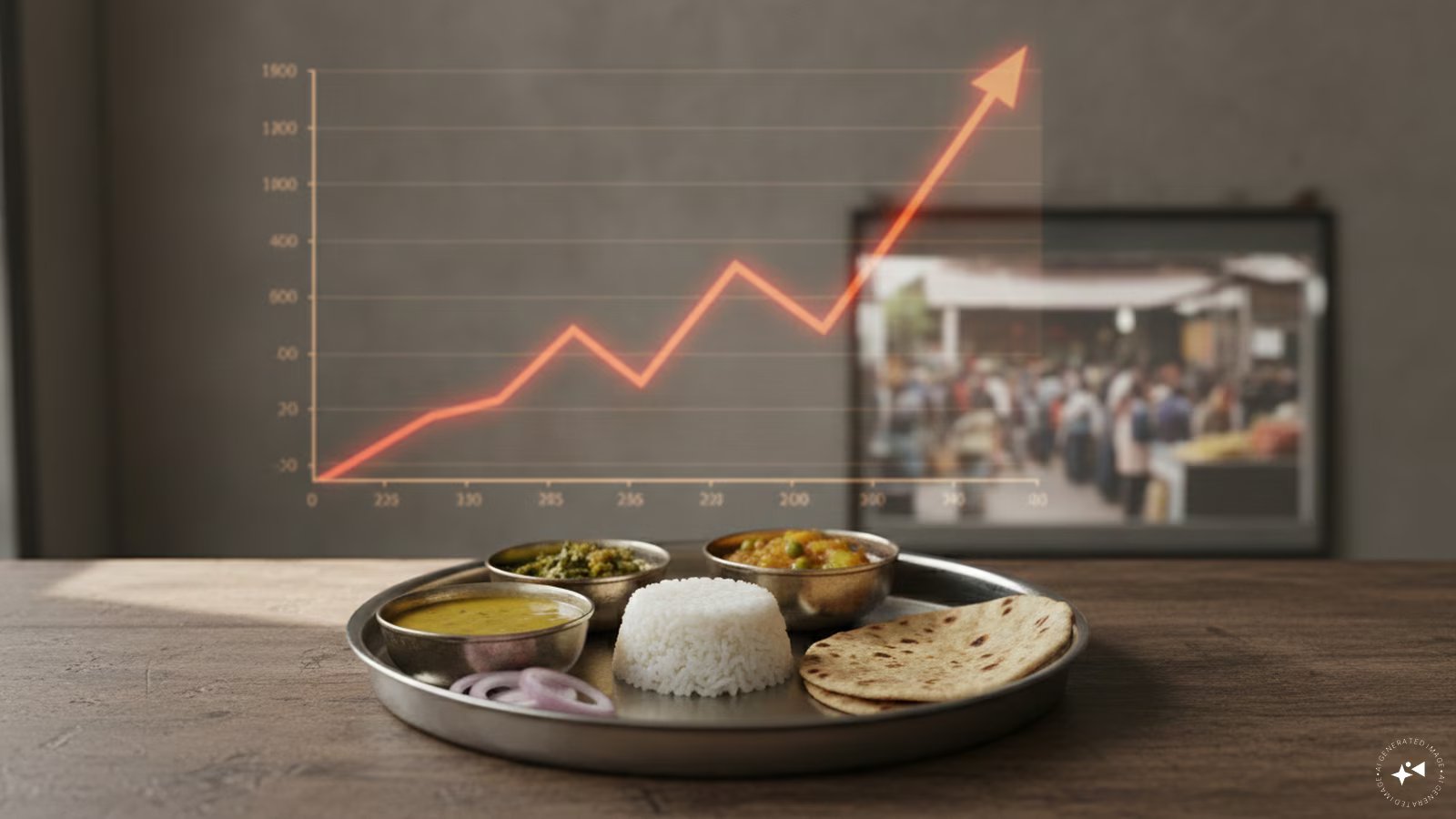India’s Thali Cost: The Essential Alarming Update 1 A visual representation of rising food costs and inflation in India