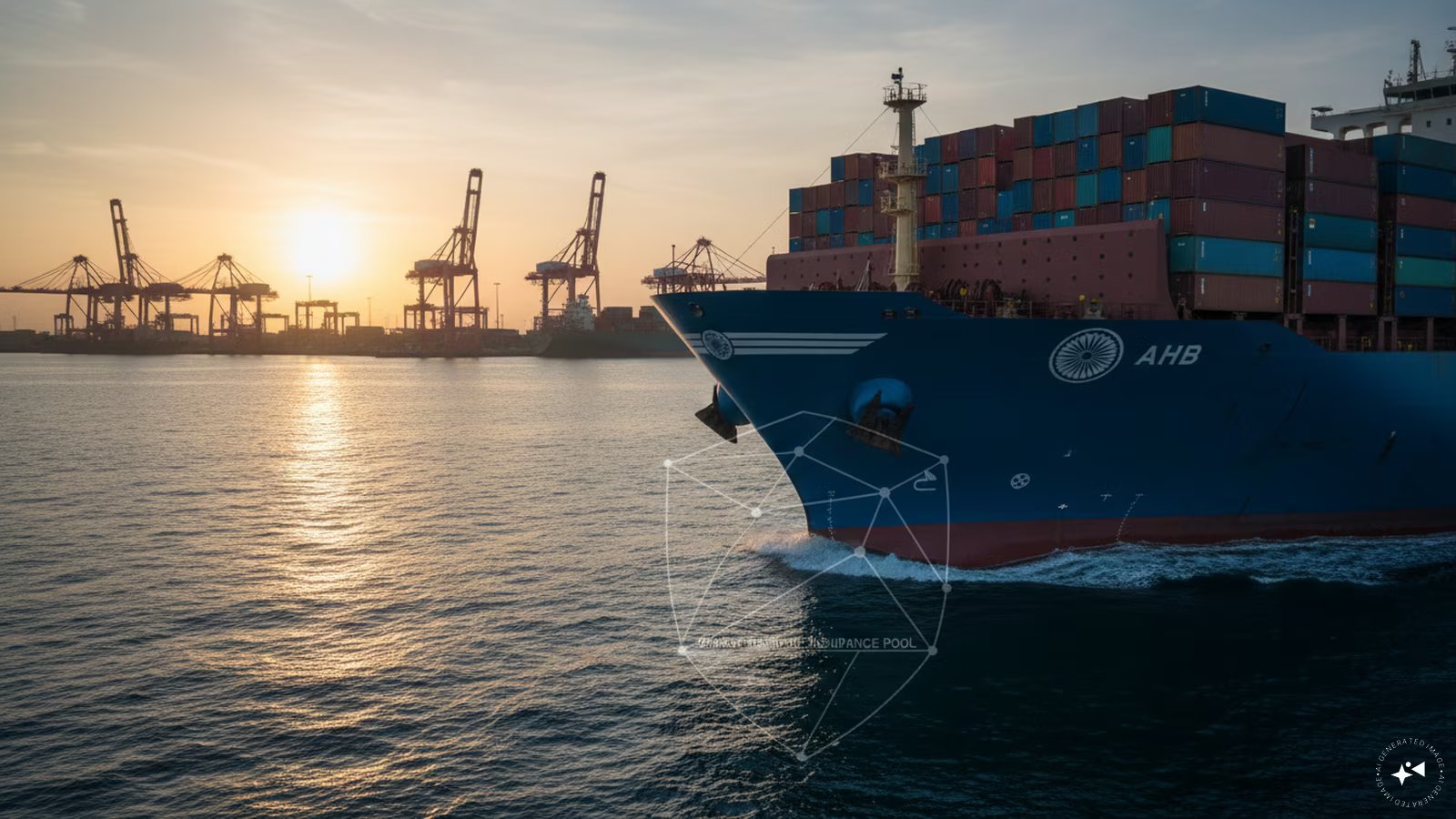 A cargo ship at sea representing the Bharat Maritime Insurance Pool
