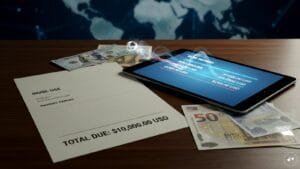 A digital representation of global cross-border payments explained: showing currency exchange and international money flow