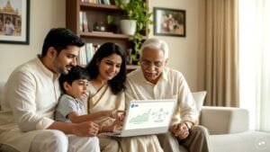 A person using a smartphone to manage their sbi har ghar recurring deposit account