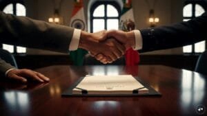 Professional business handshake representing the india-mexico trade pact: and global economic cooperation