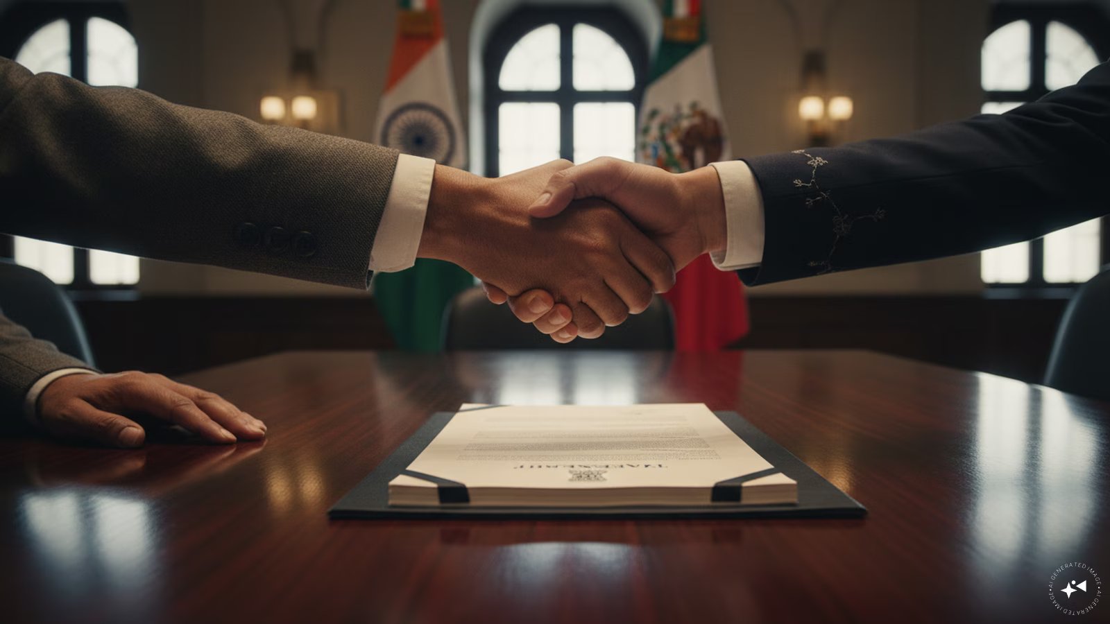india-mexico trade pact: The Key Game-Changing Update 1 Professional business handshake representing the india-mexico trade pact: and global economic cooperation