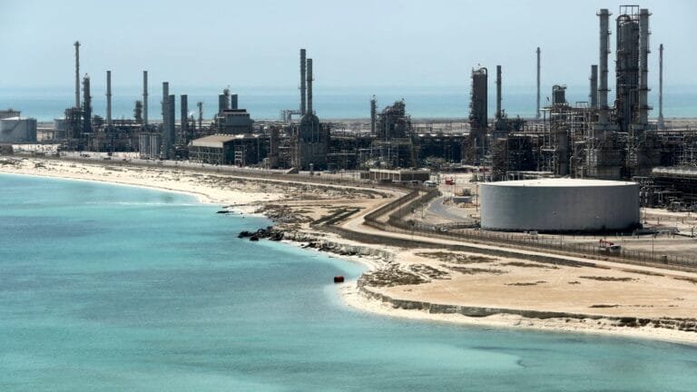 Tanker ships transporting west asia crude across the ocean