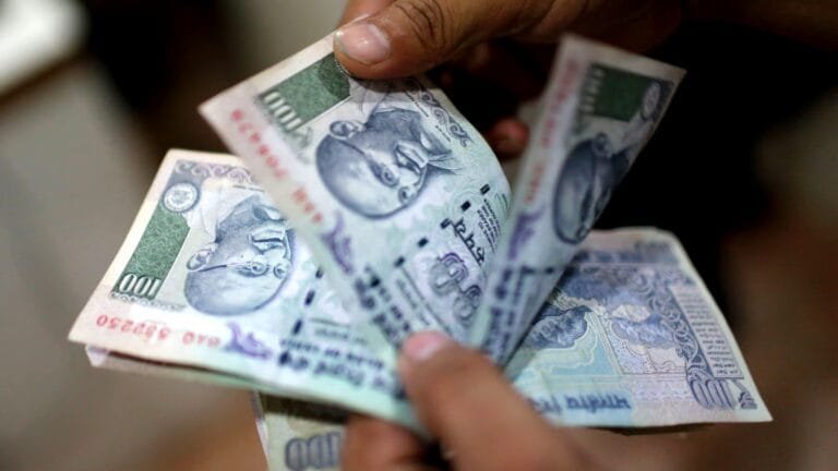 Professional financial chart showing indian rupee moves against the US dollar