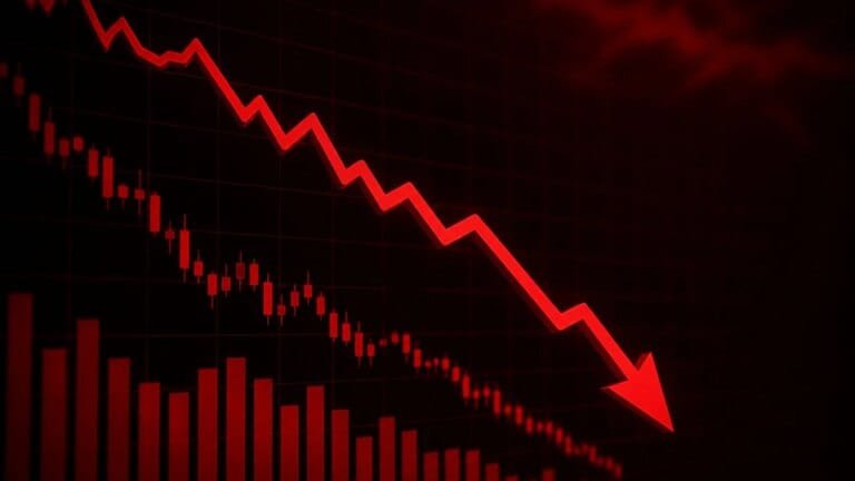 dow jones falls: The Critical Alarming Update 5 A professional financial chart showing a downward trend in the Dow Jones index during a market sell-off